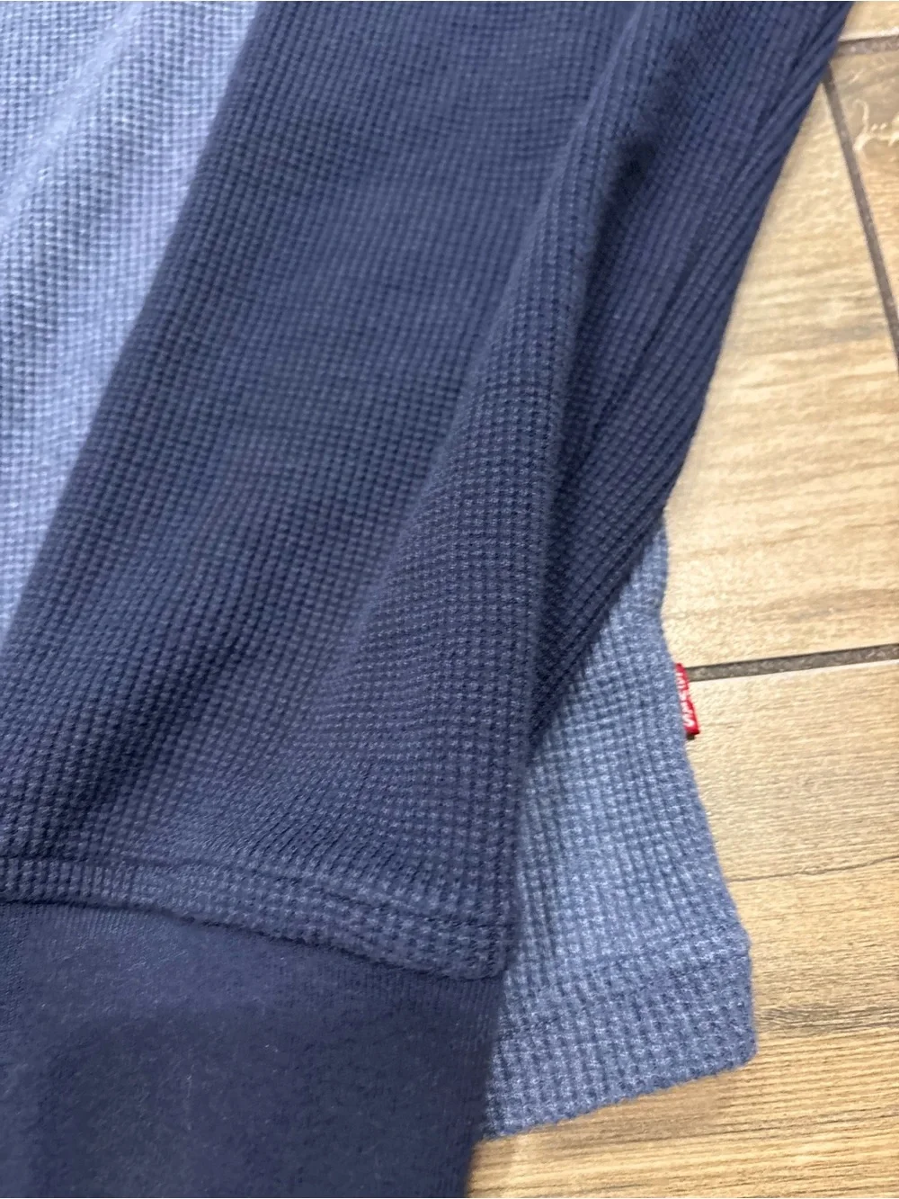 Levi's Waffle Knit Thermal Long Sleeve Shirt Mens Large Blue Navy Raglan